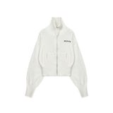 HIGH NECK EMBROIDERED LOGO ZIP UP FOR WOMEN IN IVORY