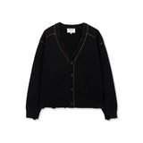 BACK LOGO LINE POINT KNIT CARDIGAN IN BLACK