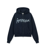 GRAFFITI LOGO HOODY ZIP UP IN NAVY