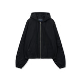 WASHED COTTON HOODY ZIP UP IN BLACK